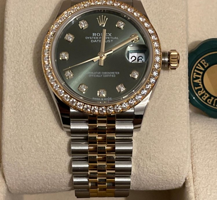Rolex Datejust 31 278383rbr Steel And Yellow Gold Olive Green Diamond Dia