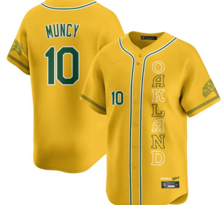 Max Muncy Jersey 10 Oakland Athletics City Connect Concept Stitched Yellow