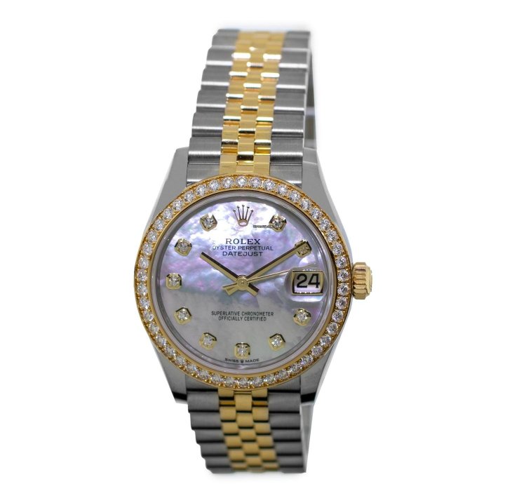 Rolex Datejust 31 31mm 18k Yellow Gold Steel Mop Diamond Dial Diamond 278383rbr
