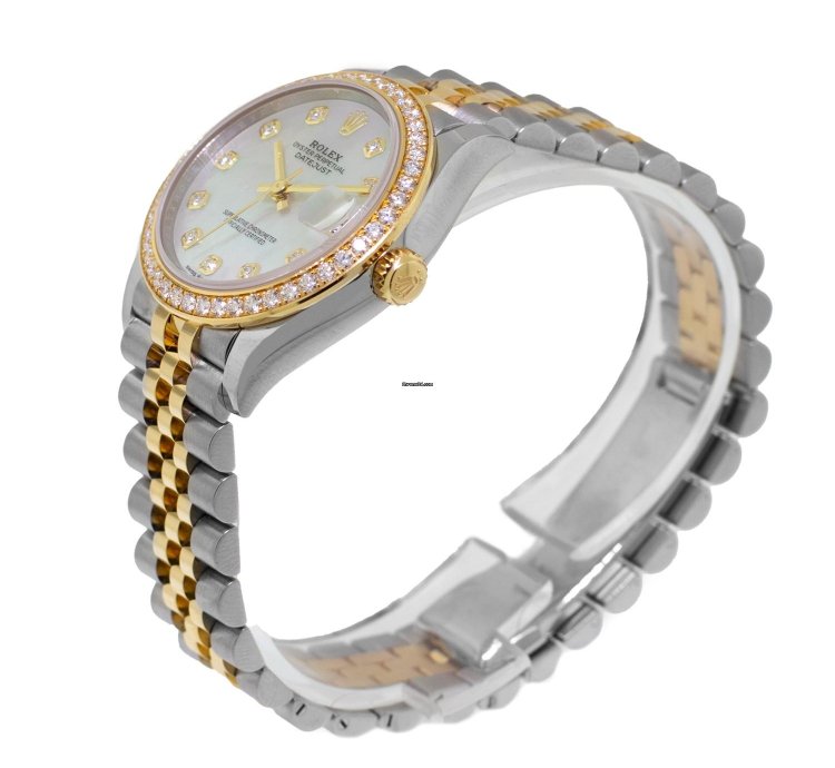 Rolex Datejust 31 31mm 18k Yellow Gold Steel Mop Diamond Dial Diamond 278383rbr