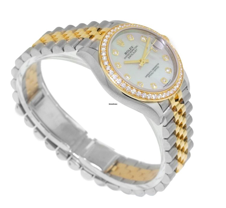 Rolex Datejust 31 31mm 18k Yellow Gold Steel Mop Diamond Dial Diamond 278383rbr
