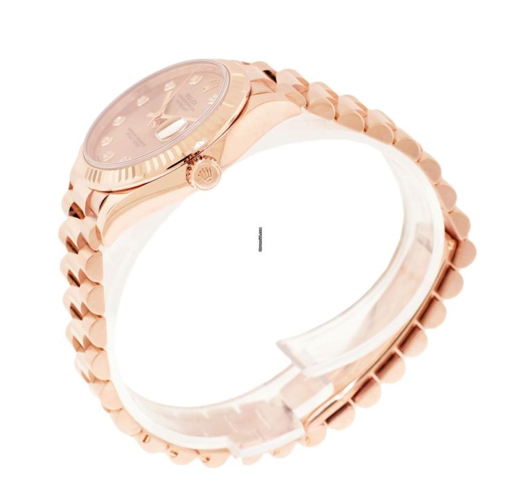 Rolex Datejust 31 31mm Everose Gold Rose Diamond Dial Fluted Bezel President 278275