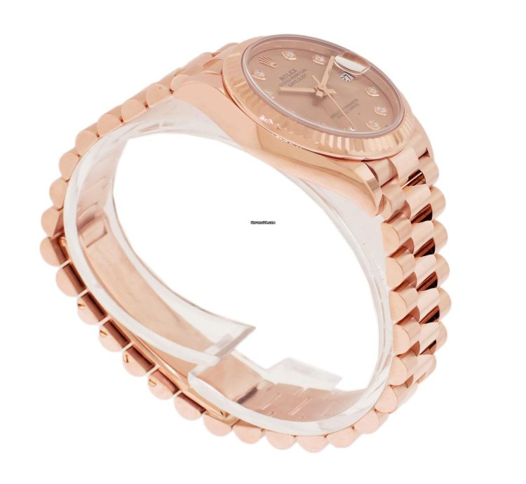 Rolex Datejust 31 31mm Everose Gold Rose Diamond Dial Fluted Bezel President 278275