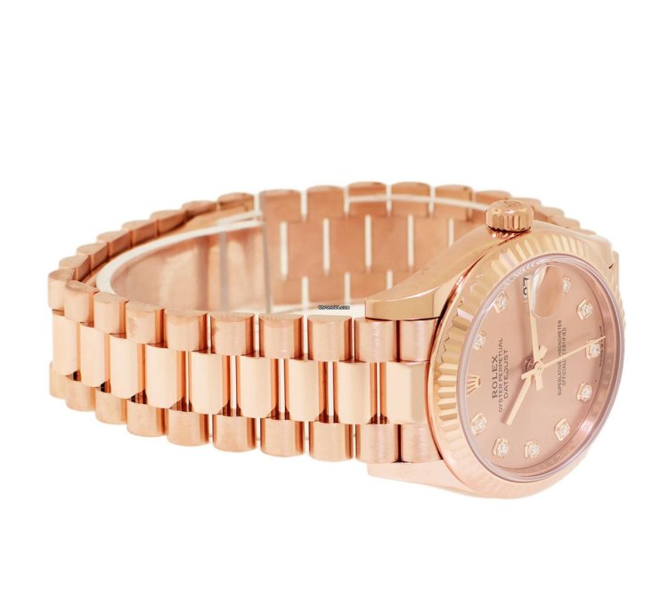 Rolex Datejust 31 31mm Everose Gold Rose Diamond Dial Fluted Bezel President 278275