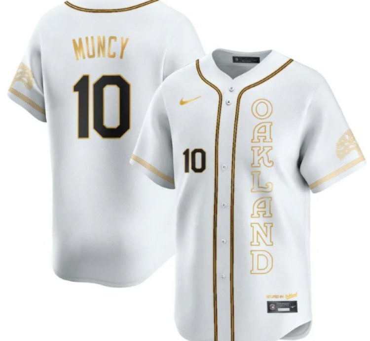 Max Muncy Jersey 10 Oakland Athletics City Connect Concept Stitched White Gold