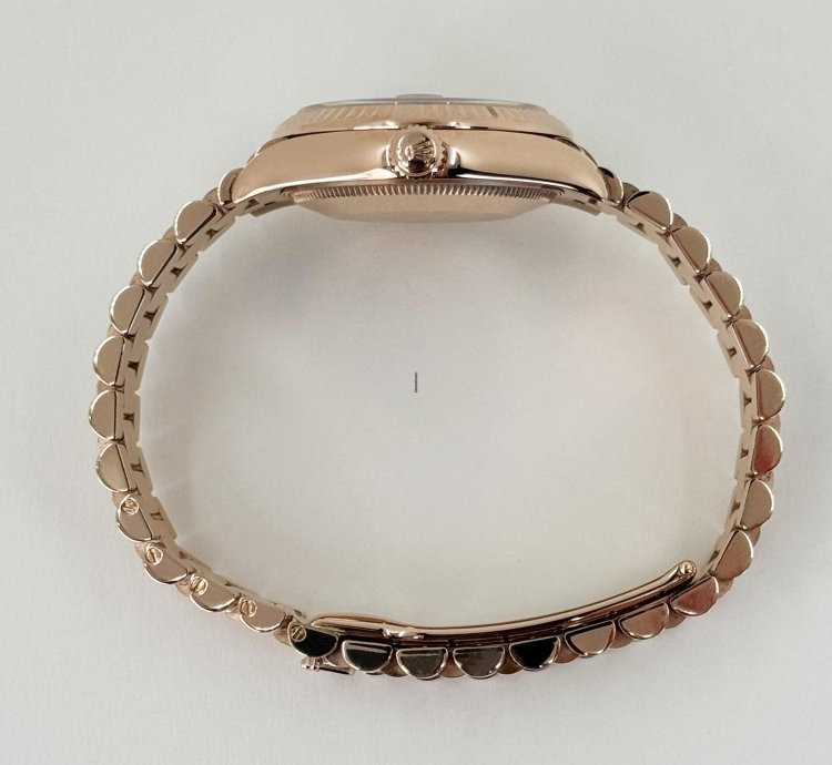Rolex Datejust 31 31mm Fluted Bezel Everose Gold Diamond Dial Presidential Bracelet 278275