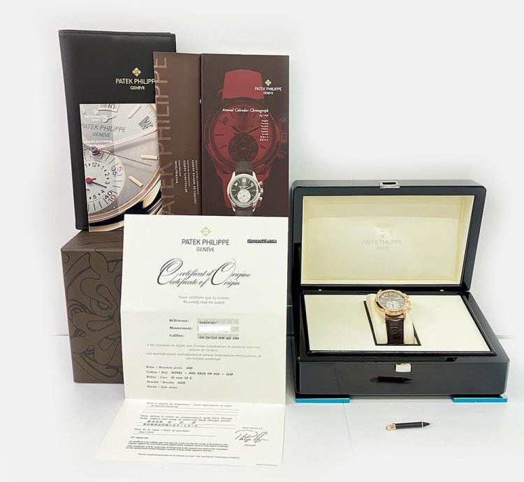 Patek Philippe Annual Calendar Chronograph Rose Gold Grey Dial 5960r-001