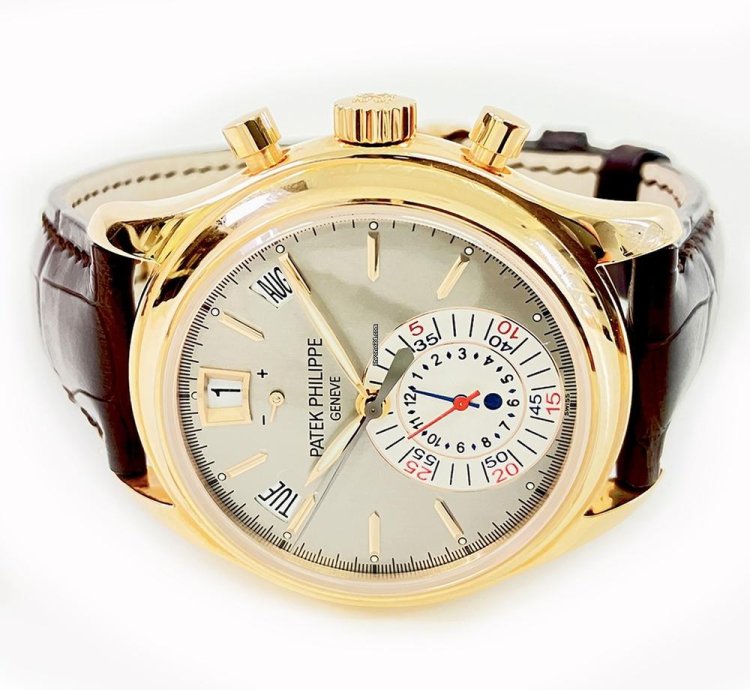 Patek Philippe Annual Calendar Chronograph Rose Gold Grey Dial 5960r-001