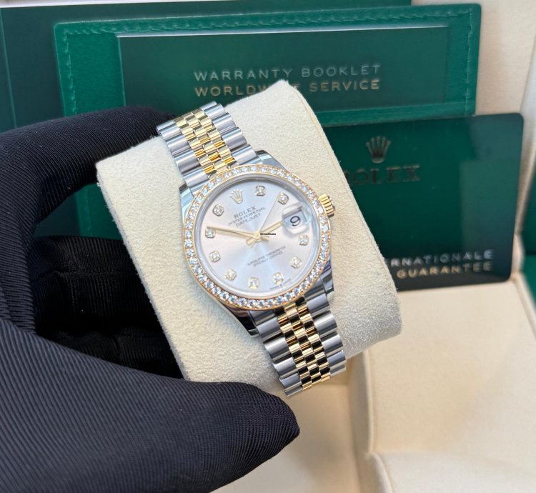 Rolex Datejust 31 31mm Stainless Steel And Yellow Gold Silver Diamond Dial Jubilee 278383rbr