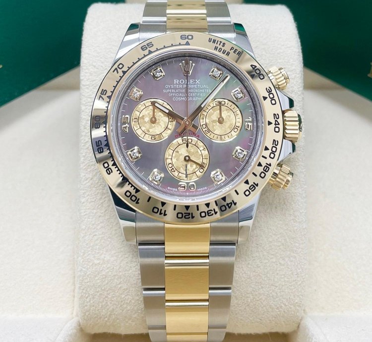 Rolex Daytona 116503 Black Mother Of Pearl mop Diamond Tahitian Dial Two Tone Yellow Gold