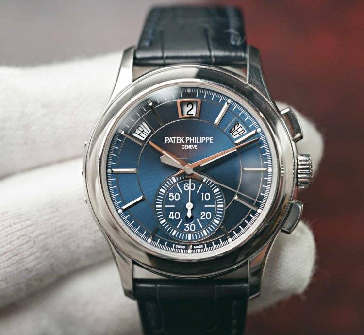 Patek Philippe Annual Calendar Chronograph Serviced 5905p Blue Dial Platinum
