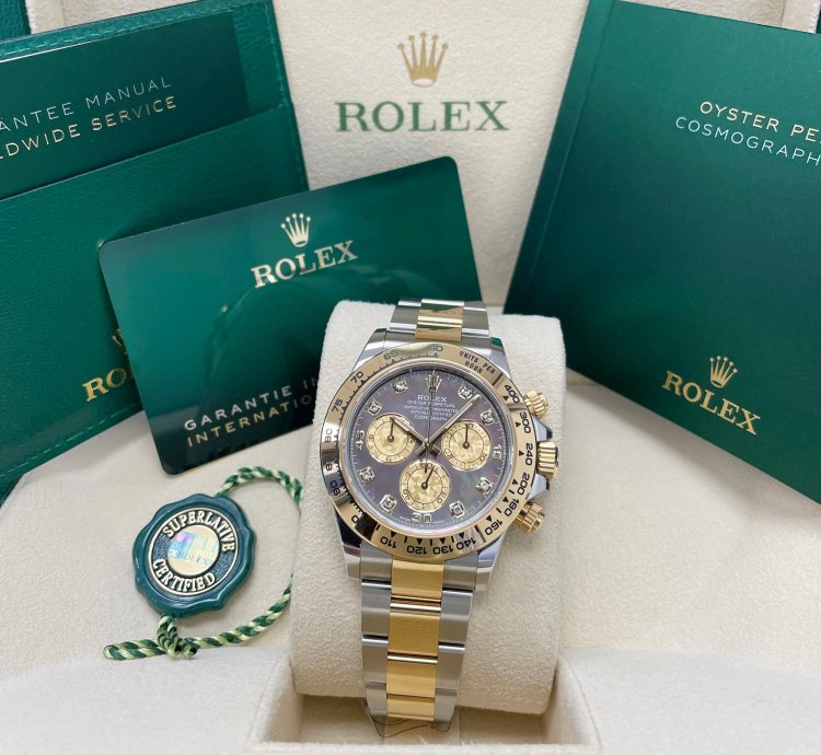 Rolex Daytona 116503 Black Mother Of Pearl mop Diamond Tahitian Dial Two Tone Yellow Gold