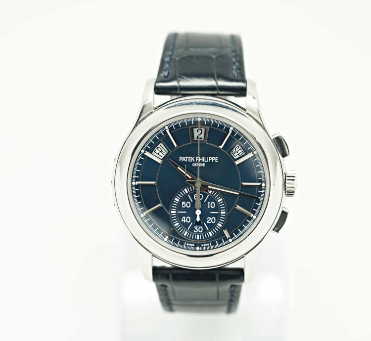 Patek Philippe Annual Calendar Chronograph Serviced 5905p Blue Dial Platinum