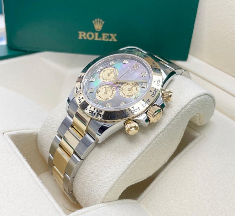 Rolex Daytona 116503 Black Mother Of Pearl mop Diamond Tahitian Dial Two Tone Yellow Gold