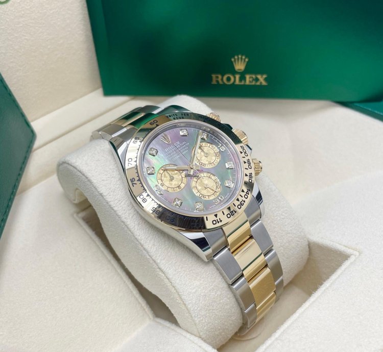 Rolex Daytona 116503 Black Mother Of Pearl mop Diamond Tahitian Dial Two Tone Yellow Gold