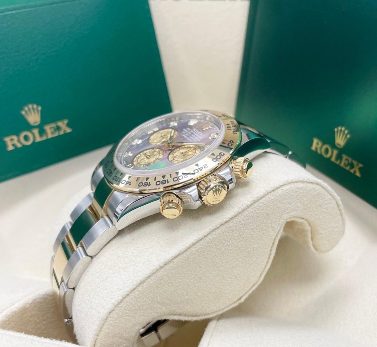 Rolex Daytona 116503 Black Mother Of Pearl mop Diamond Tahitian Dial Two Tone Yellow Gold
