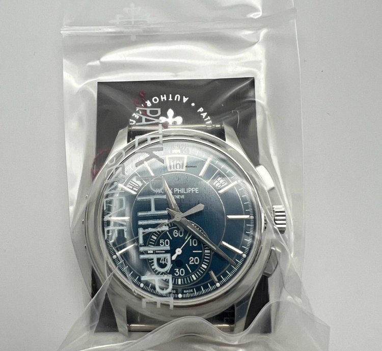 Patek Philippe Annual Calendar Chronograph Serviced 5905p Blue Dial Platinum