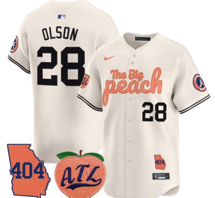 Matt Olson Jersey 28 Atlanta Braves 404 The Big Peach Premier Limited Stitched Cream
