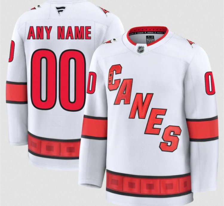 Mens Custom Carolina Hurricanes Jersey Name Number 2025 Away White