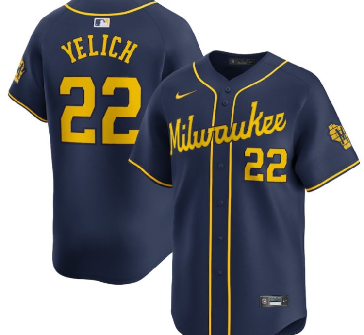 Christian Yelich 22 Milwaukee Brewers Alternate Limited Men Jersey - Navy