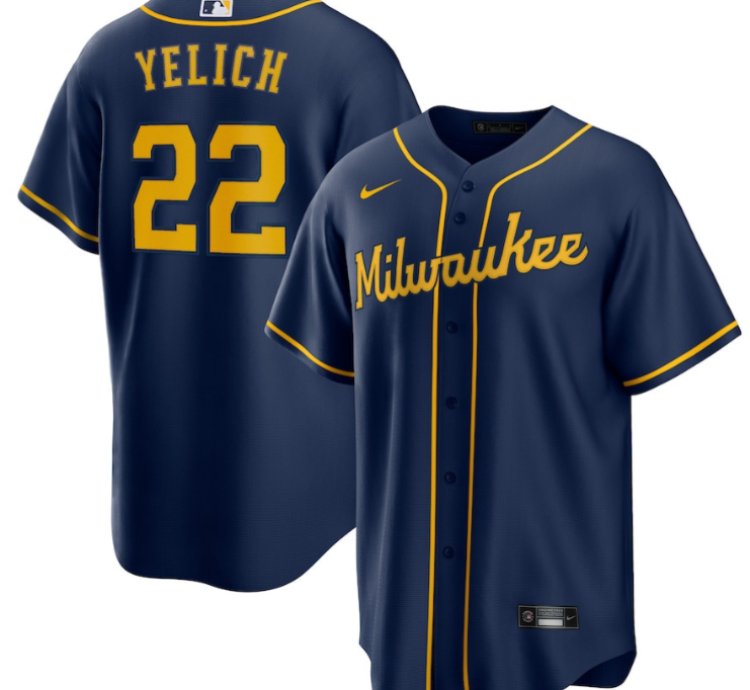 Christian Yelich 22 Milwaukee Brewers Alternate Player Men Jersey - Navy