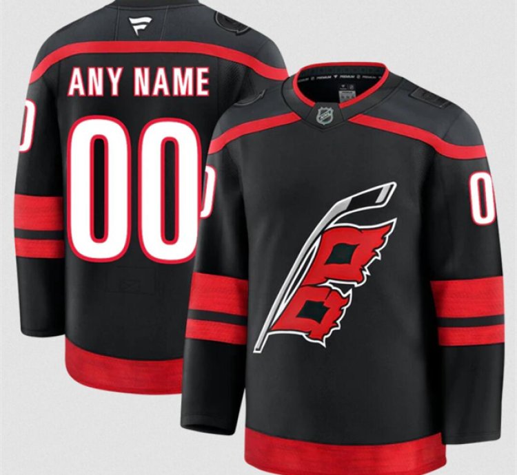 Mens Custom Carolina Hurricanes Jersey Name Number 2025 Home Black