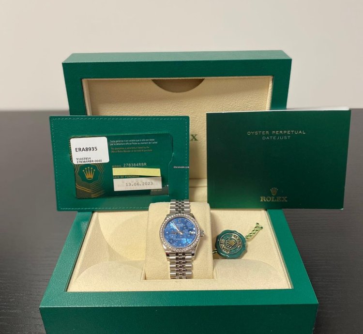 Rolex Datejust 31 Blue Azzuro Floral-motif Diamond