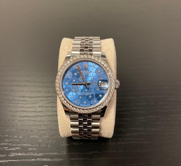 Rolex Datejust 31 Blue Azzuro Floral-motif Diamond