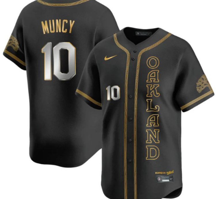 Max Muncy Jersey 10 Oakland Athletics City Connect Concept Stitched Black Gold