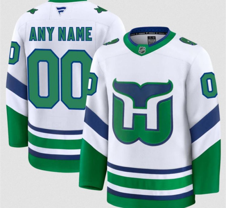 Mens Custom Carolina Hurricanes Jersey Name Number 2025 White Throwback