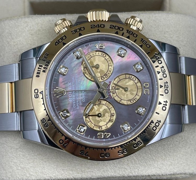 Rolex Daytona 116503ng Gold Crystal Diamond Mother Of Pearl Black Full Set 2018 Like New