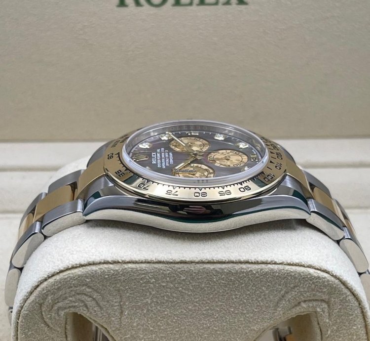 Rolex Daytona 116503ng Gold Crystal Diamond Mother Of Pearl Black Full Set 2018 Like New