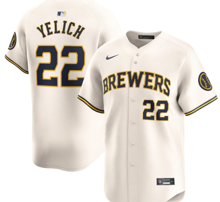 Christian Yelich 22 Milwaukee Brewers Home Limited Player Men Jersey - Cream