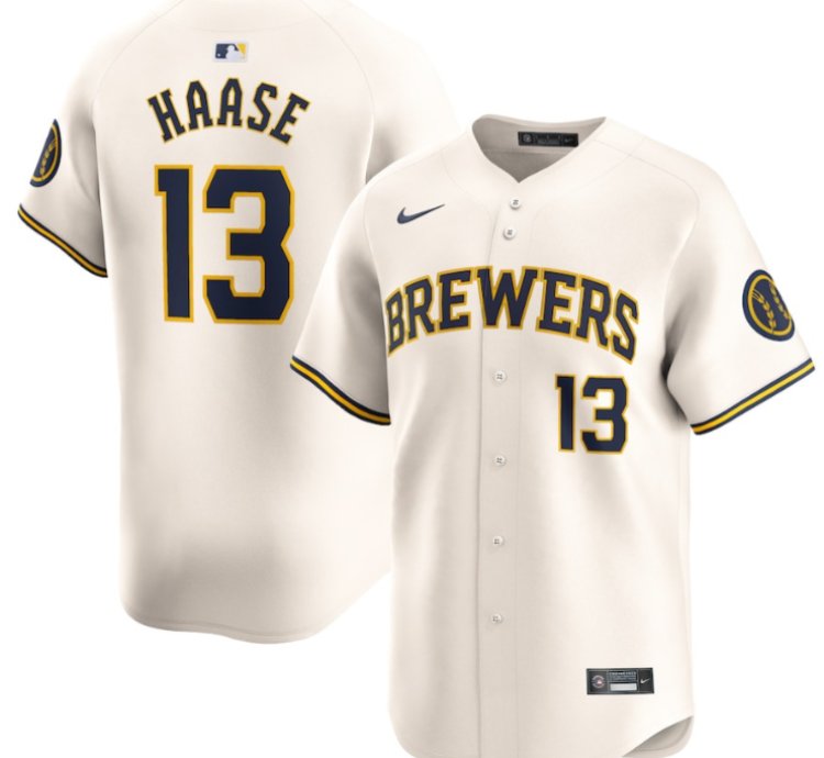 Eric Haase 13 Milwaukee Brewers Home Limited Player Men Jersey - Cream