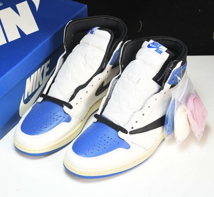 Nike Jordan 1 High X Fragment X Travis Scott Sailblue