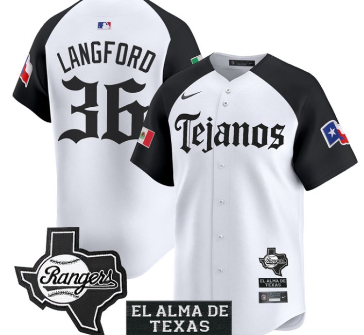 Wyatt Langford Jersey 36 Texas Rangers Mexico Tejano Barrio Style Vapor Limited Stitched Alternate