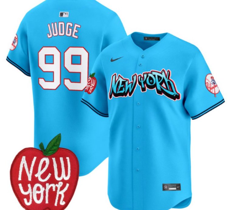 Aaron Judge Jersey 99 New York Yankees Apple Patch Vapor Premier Limited Stitched Light Blue