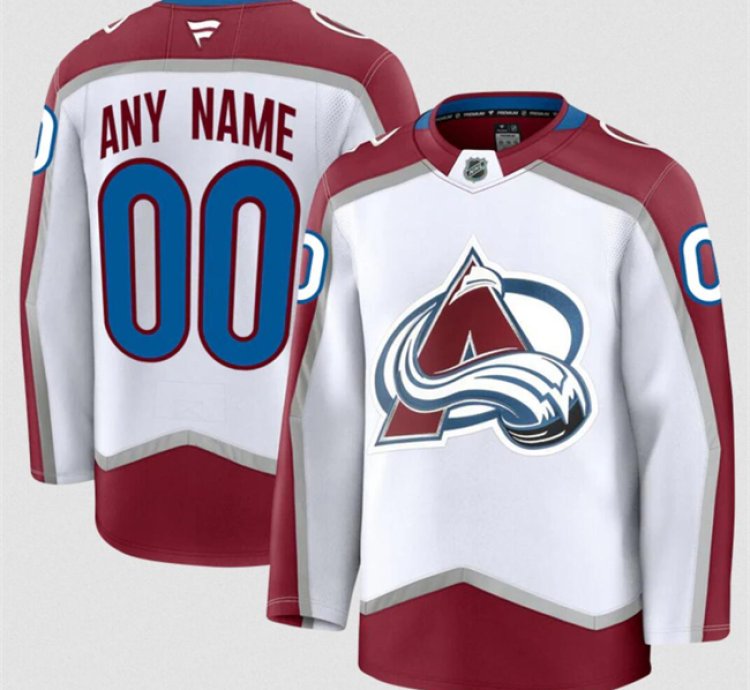 Mens Custom Colorado Avalanche Jersey Name Number 2025 White Away