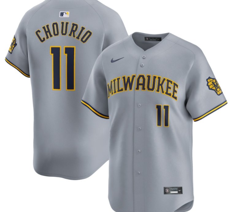 Jackson Chourio 11 Milwaukee Brewers Away Limited Men Jersey - Gray