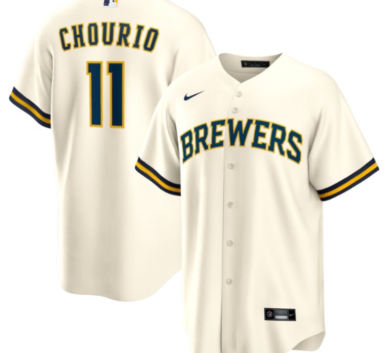 Jackson Chourio 11 Milwaukee Brewers Home Men Jersey - Cream