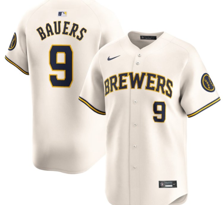 Jake Bauers 9 Milwaukee Brewers Home Limited Player Men Jersey - Cream