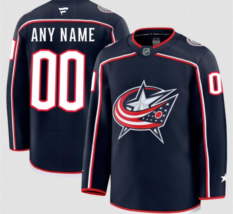 Mens Custom Columbus Blue Jackets Jersey Name Number 2025 Home Navy
