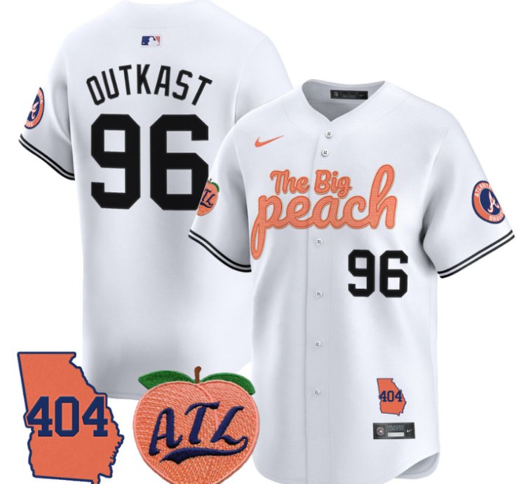Outkast Jersey 96 Atlanta Braves 404 The Big Peach Premier Limited Stitched White