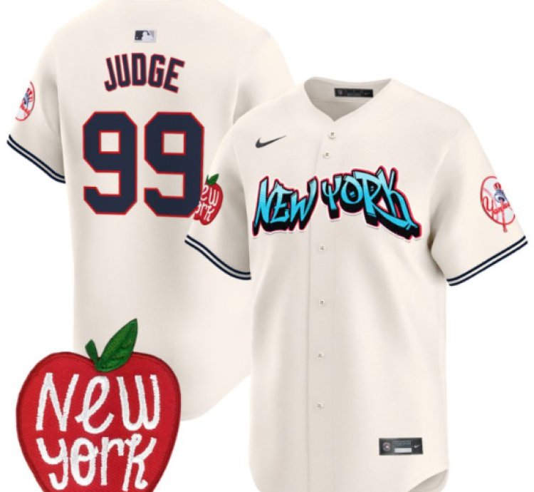 Aaron Judge Jersey 99 New York Yankees Apple Patch Vapor Premier Limited Stitched Cream