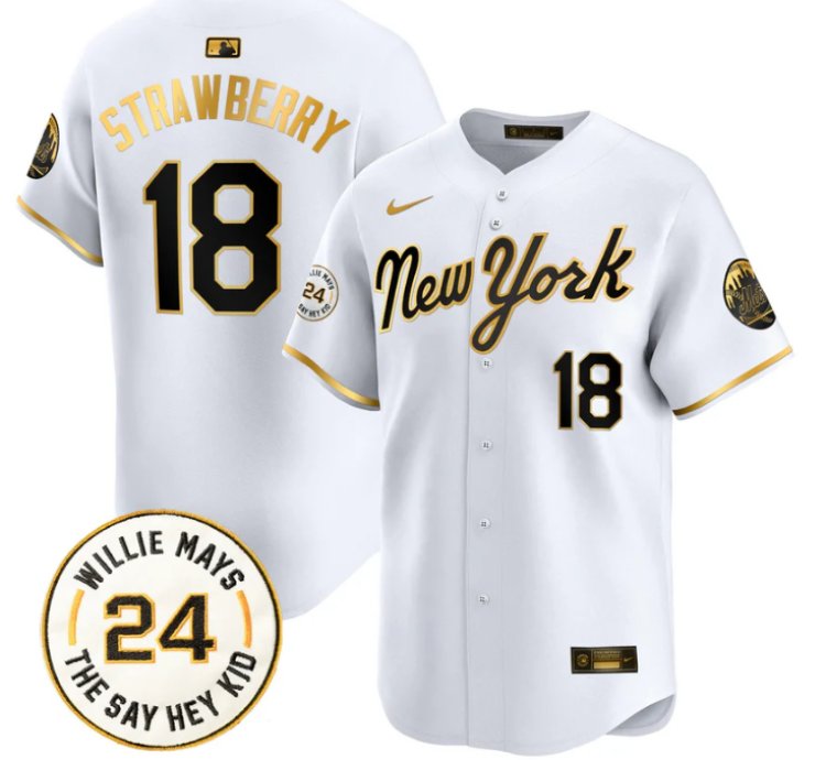 Darryl Strawberry Jersey 18 Mets Willie Mays Patch Vapor Premier Limited Stitched New York Gold