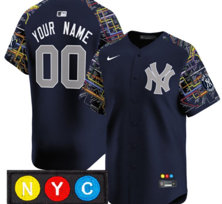Custom New York Yankees Jersey Subway Style Vapor Premier Limited - Stitched