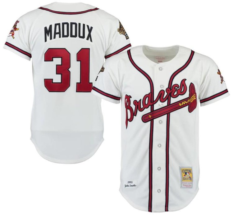 Atlanta Braves Greg Maddux White 1995 Throwback Jersey