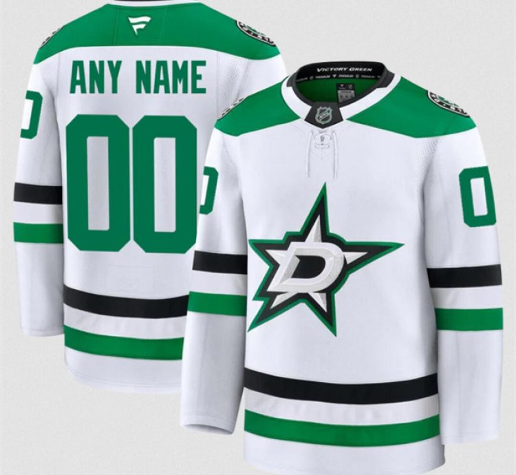 Mens Custom Dallas Stars Jersey Name Number 2025 Away White Stitched
