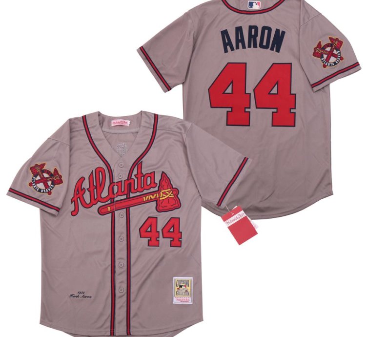 Atlanta Braves Hank Aaron Gray 1974 Throwback Jersey