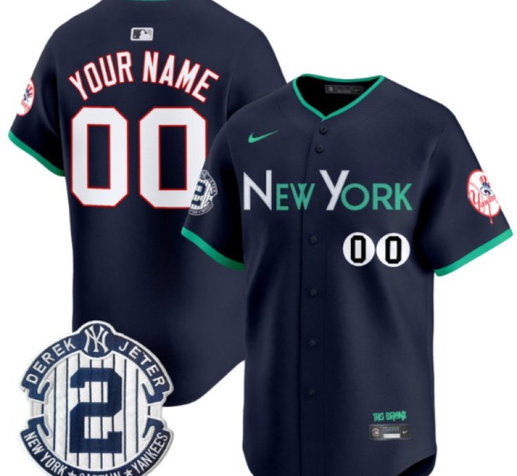 Custom New York Yankees Jersey City Connect Vapor Premier Limited Stitched Navy